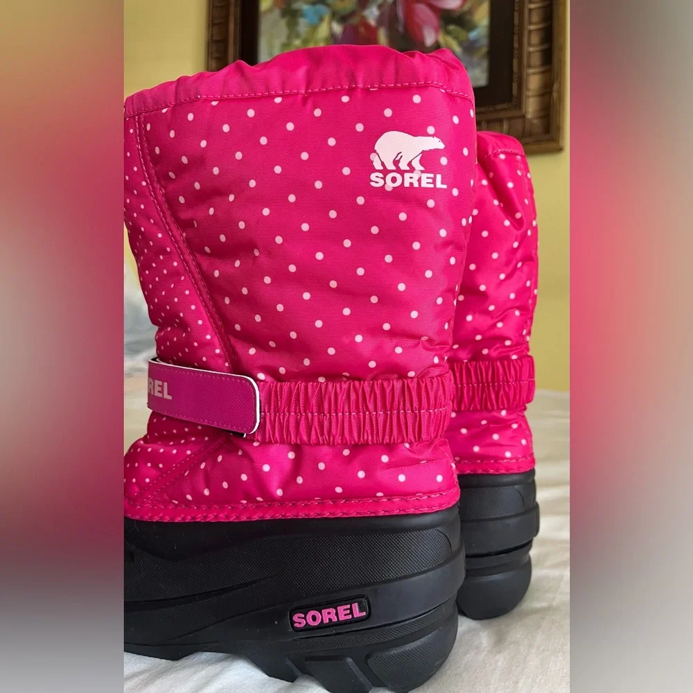 Sorel Flunny Pink and Black Winter Snow Boots big‎ girl Sz 5