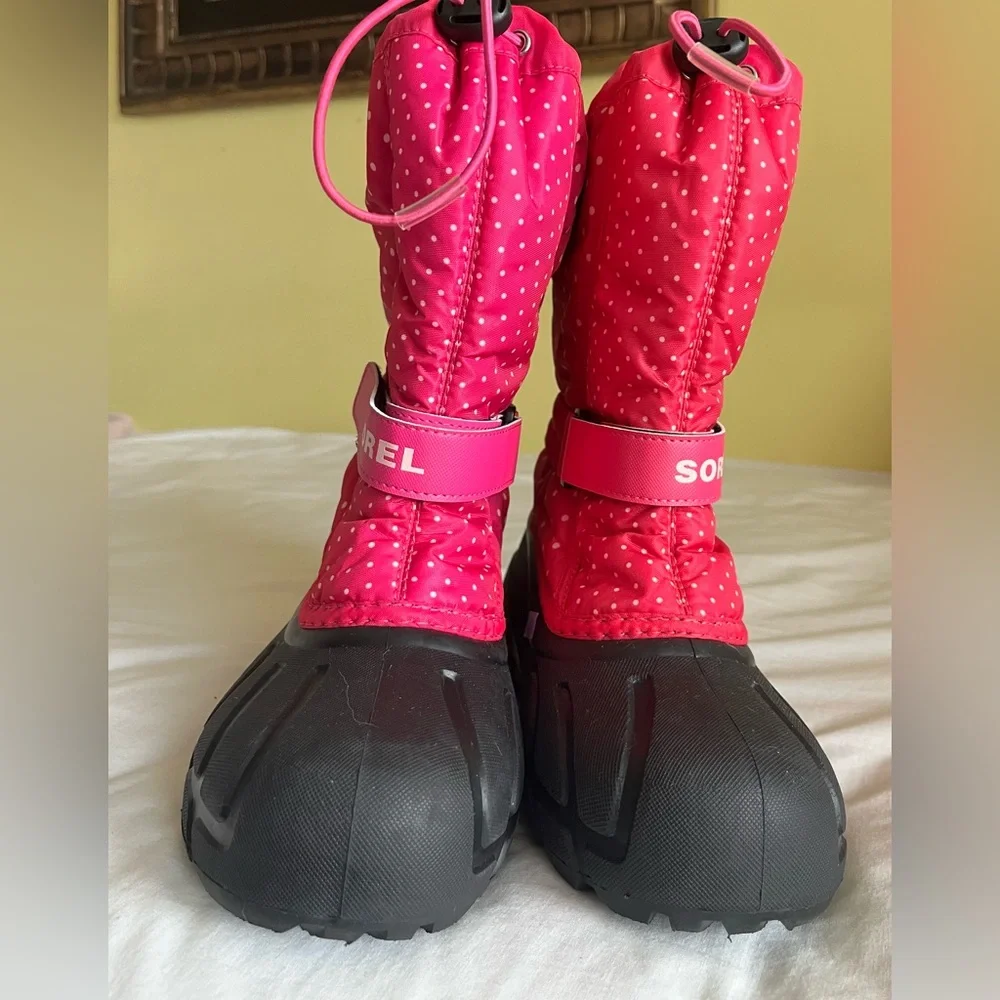 Sorel Flunny Pink and Black Winter Snow Boots big‎ girl Sz 5