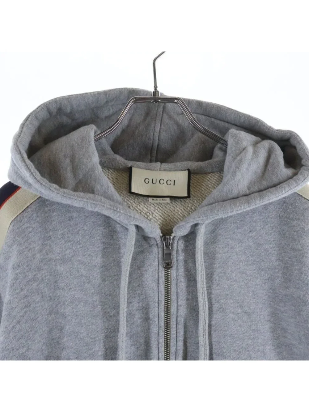Gucci Line Logo Zip Up Hoodie Gray