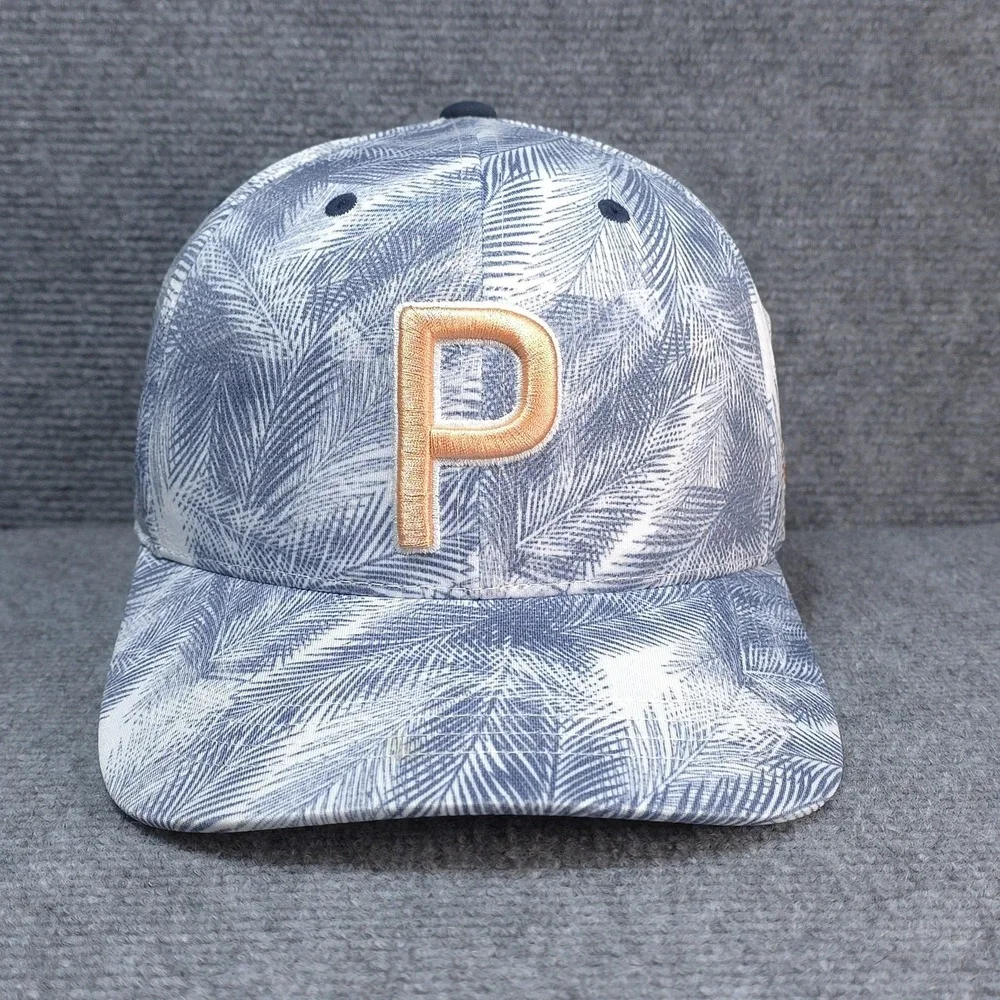 Puma Golf Hat Cap Snap Back Mens One Size Blue Palm Print TPC Scottsdale Golf