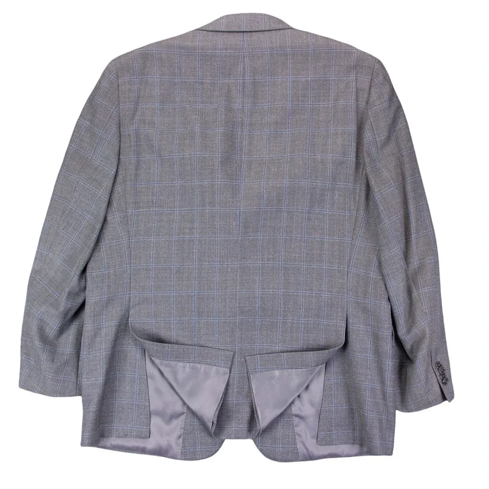 Hart Shaffner Marx Mens 44R Gray Check Windowpane‎ Sport Coat Blazer Jacket USA