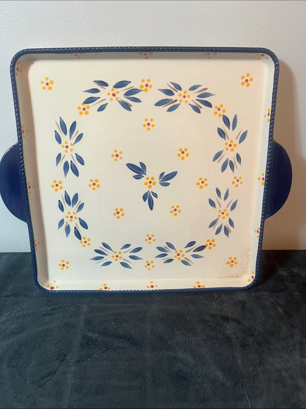 Temptations Temp-Tations Old World Floral Ceramic Serving Tray kitchen bakeware