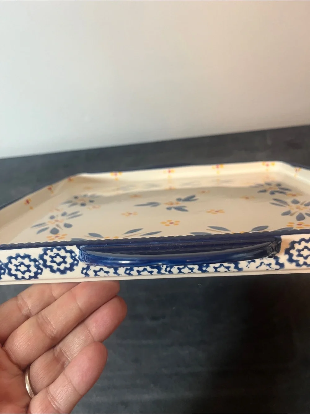 Temptations Temp-Tations Old World Floral Ceramic Serving Tray kitchen bakeware