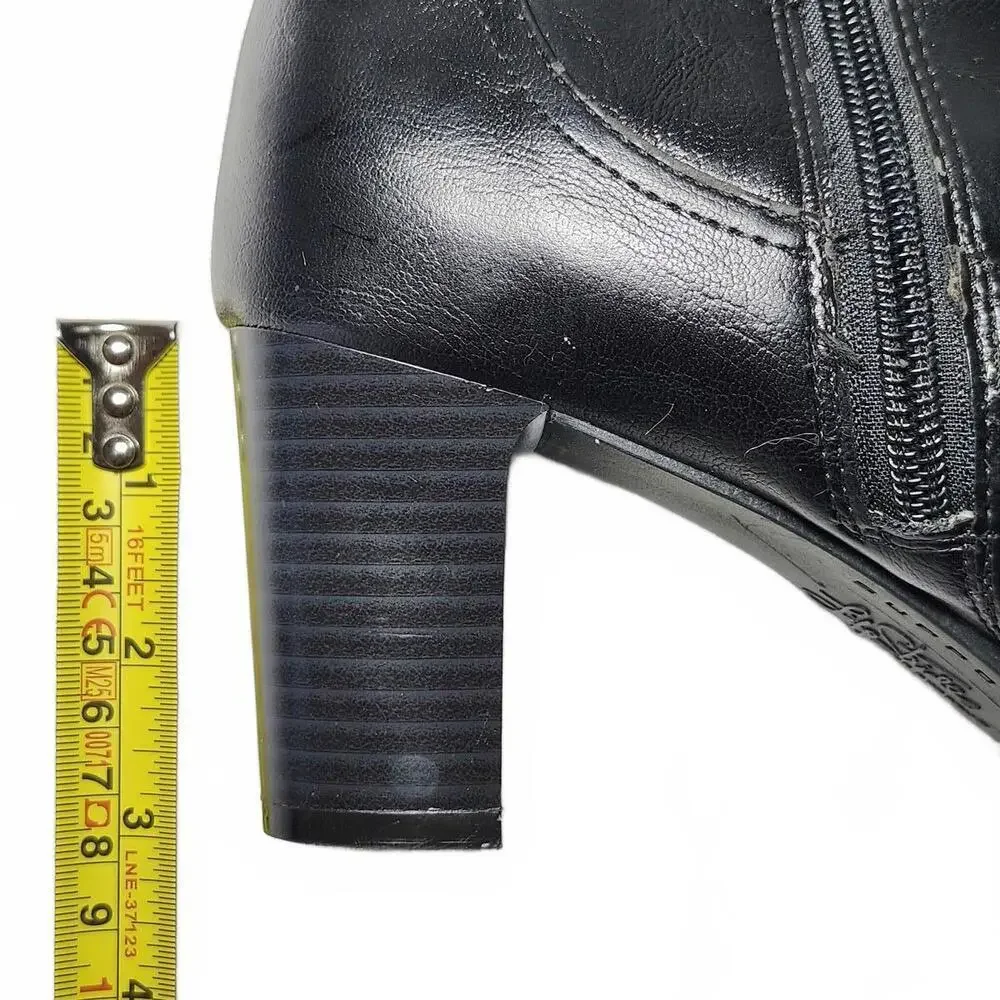LifeStride Knee-High Women's Black Size 8.5 Block Heel Boot Polished Side Zip