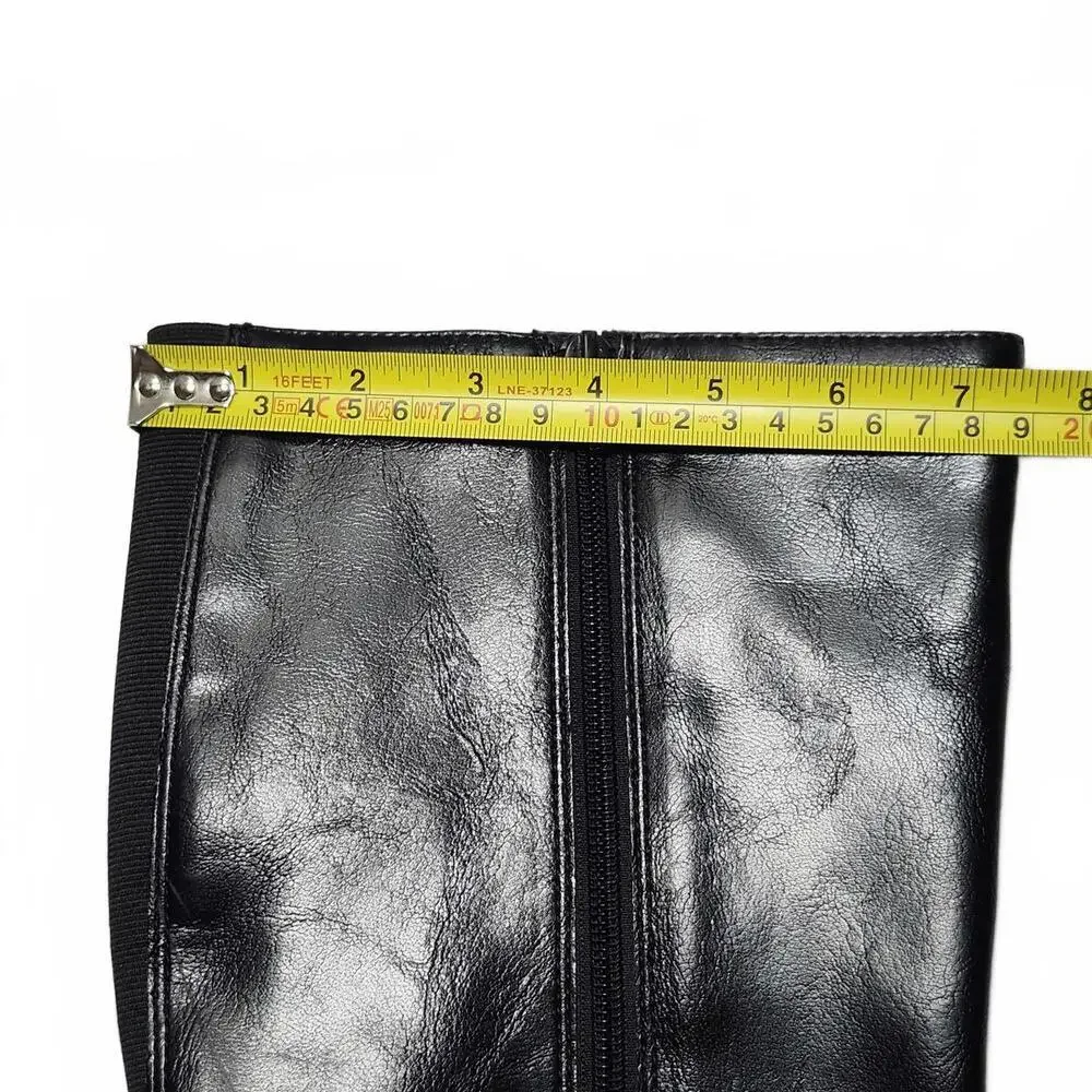 LifeStride Knee-High Women's Black Size 8.5 Block Heel Boot Polished Side Zip