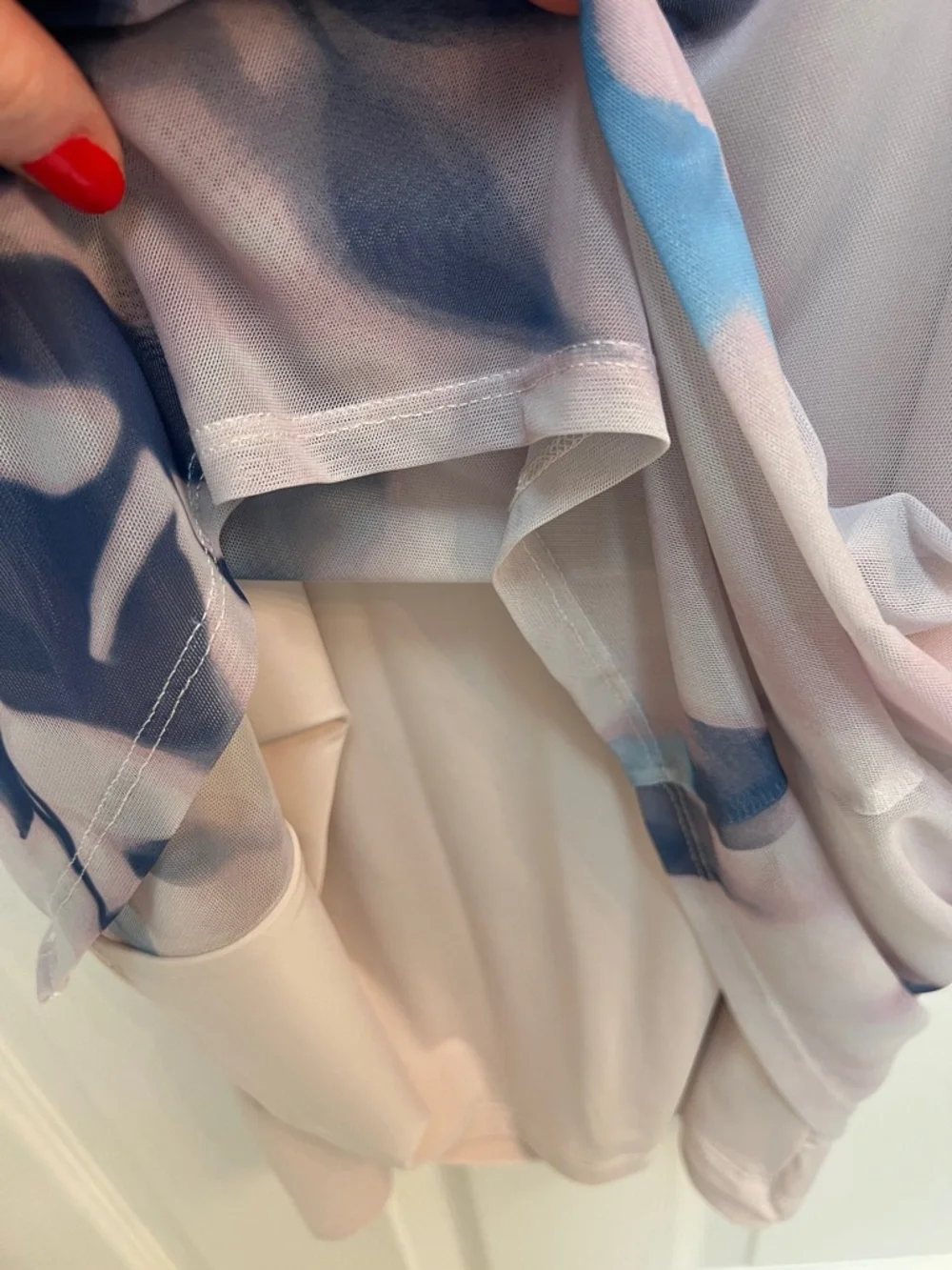 Abercrombie & Fitch Sheer Layered Dress in Light pink and purple/blue