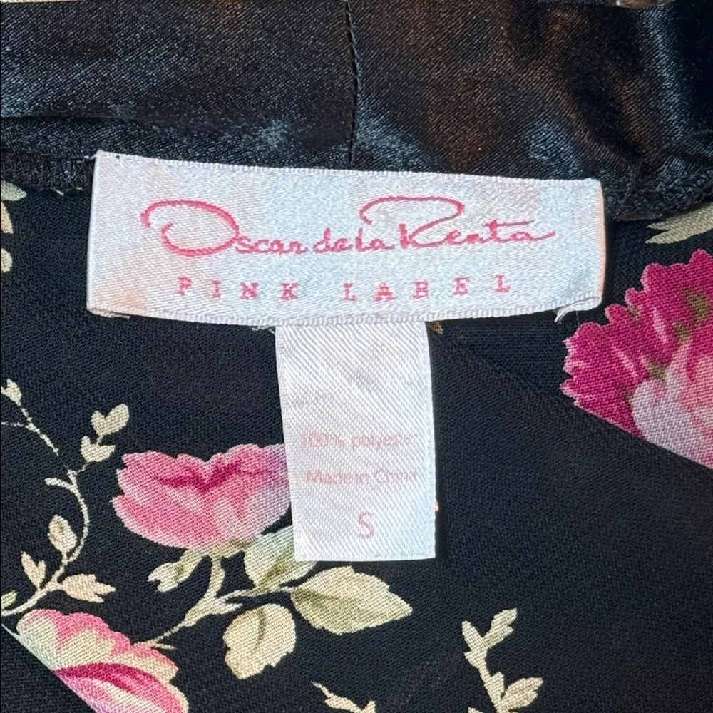 Oscar de la‎ Renta Pink Label Vintage Floral Satin Long Robe Belted S