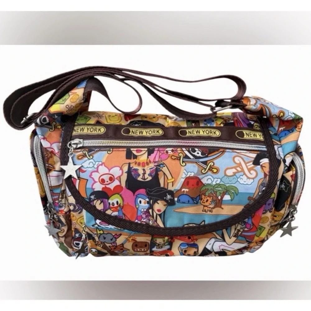 Rare Vintage 2000s tokidoki Pirata pattern Bag authentic Rainbow zippers