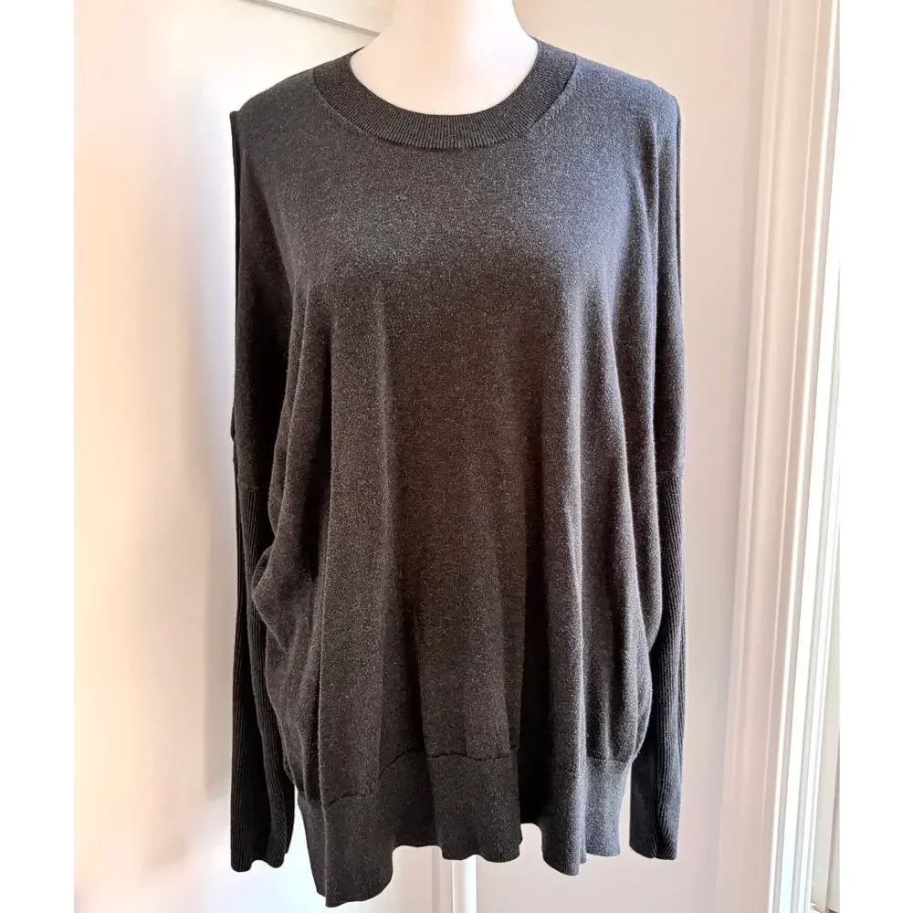 AllSaints Reya Jumper Dark Gray Sweater Cold Shoulder‎ Large Designer Casual