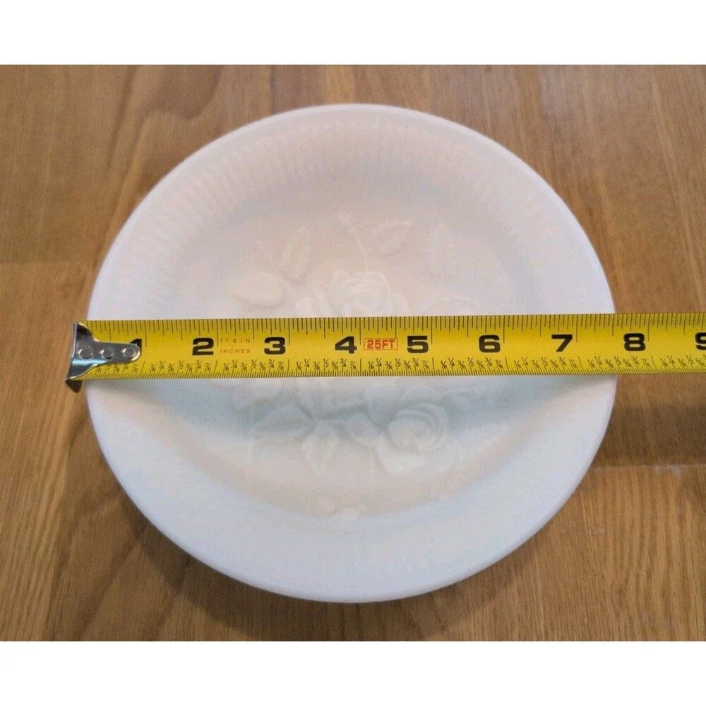 Imperial Frosted White Milk Glass Footed Bowl Rose Pattern Cottage Core