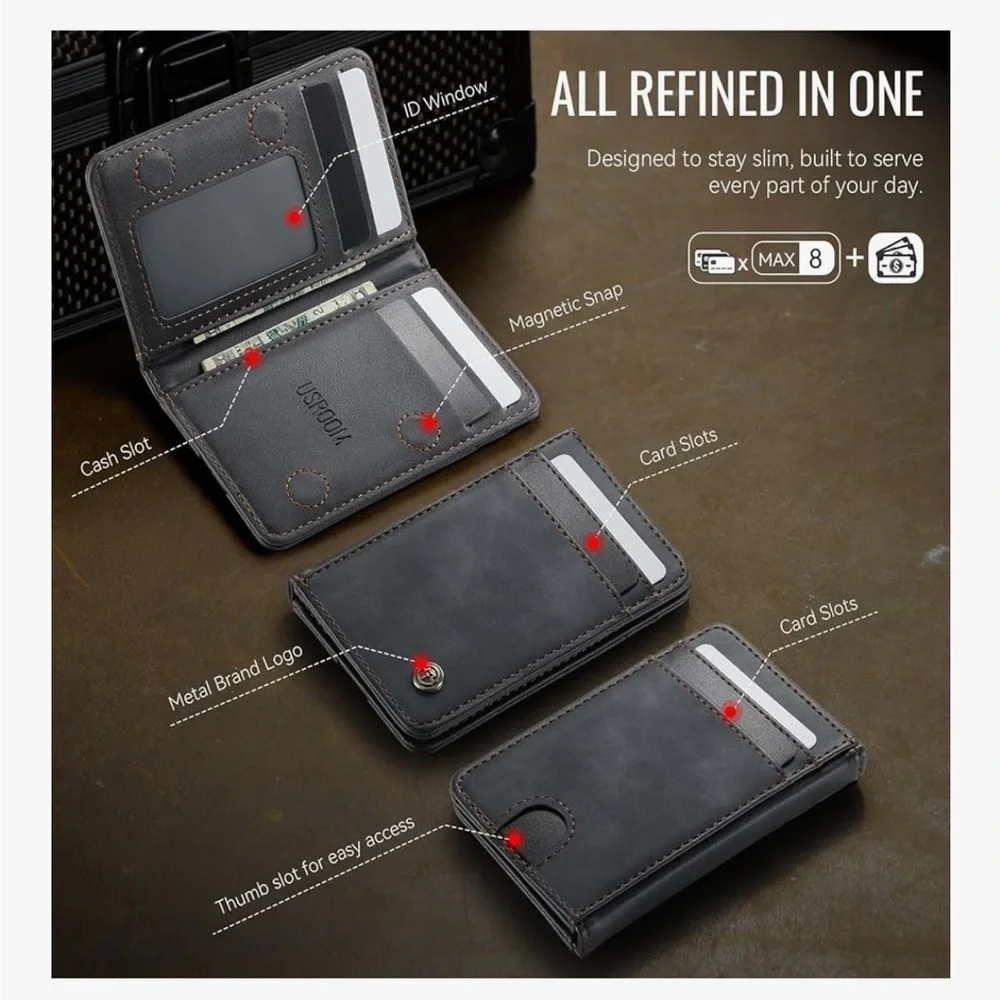 Wallet unisex RFID Blocking Card Holders And Money Slots Retro Black/347-Lb2