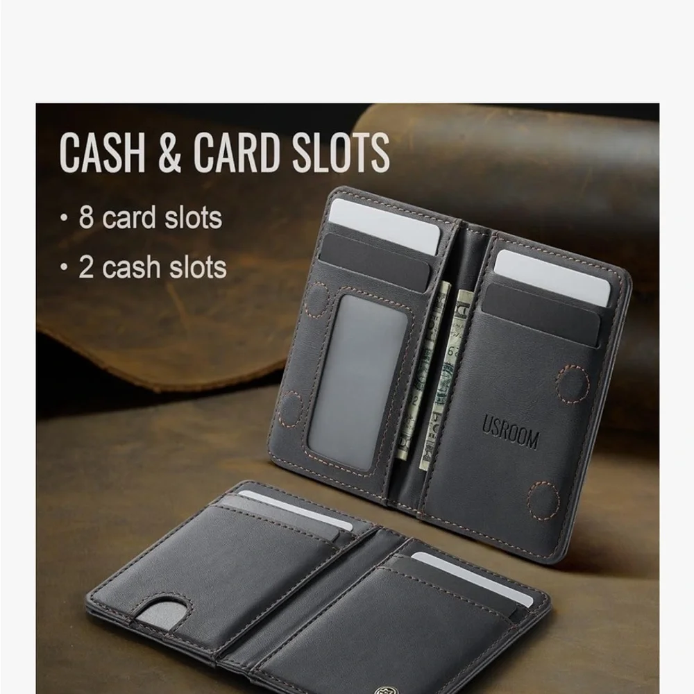 Wallet unisex RFID Blocking Card Holders And Money Slots Retro Black/347-Lb2