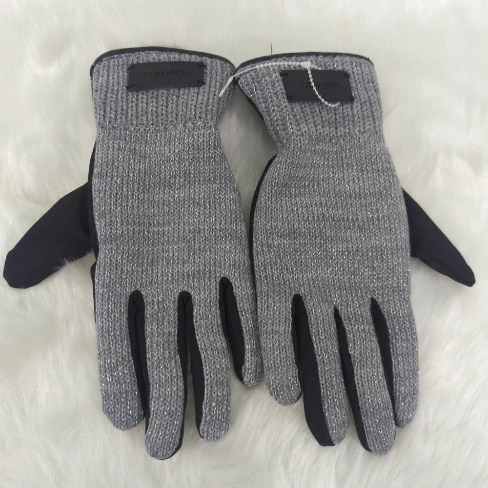 Calvin Klein Gray Metallic Gloves | MEDIUM‎ | NWOT