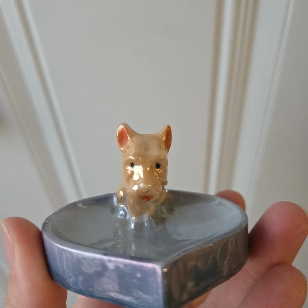 Lusterware Scottie Dog Heart Vintage Ring Dish Japan