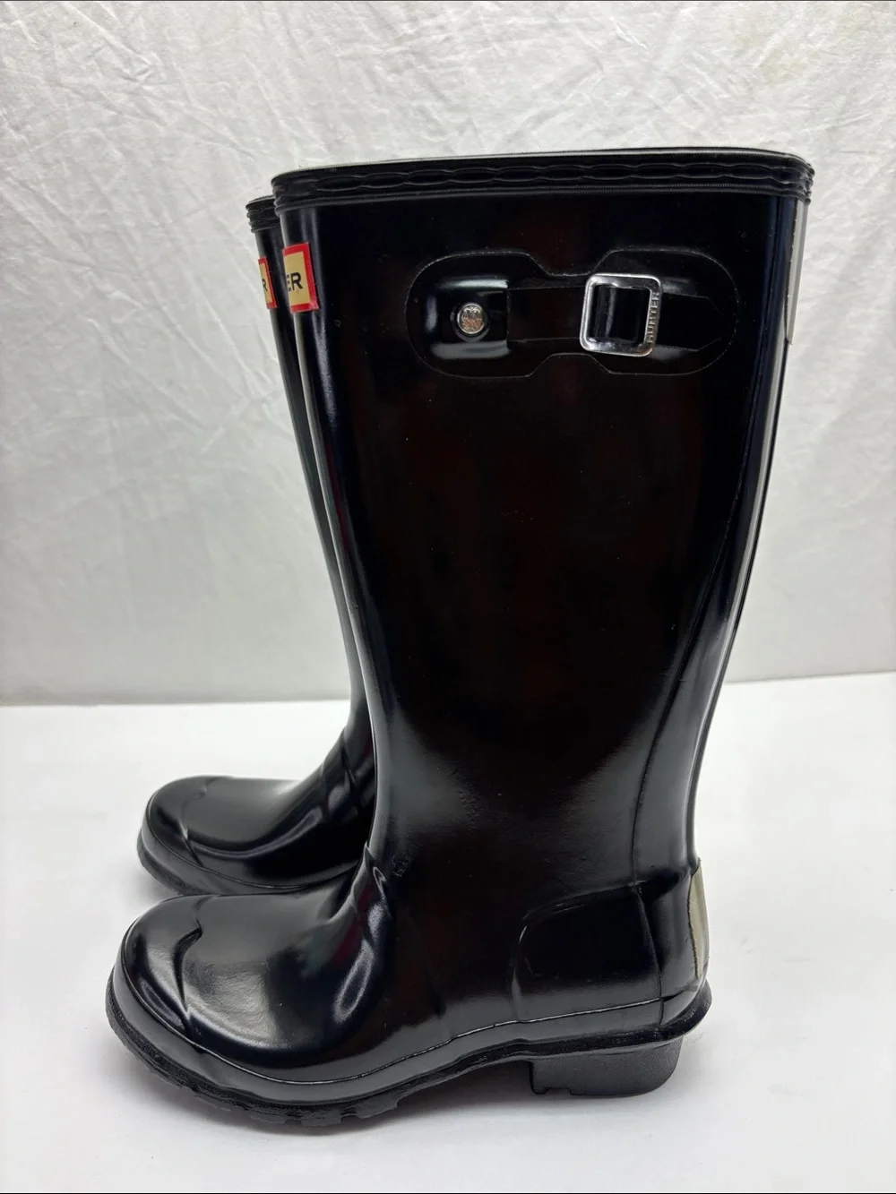 Hunter Black High Shine Knee-High Rain Boots, SZ 3 little girl, box 1 (BA)