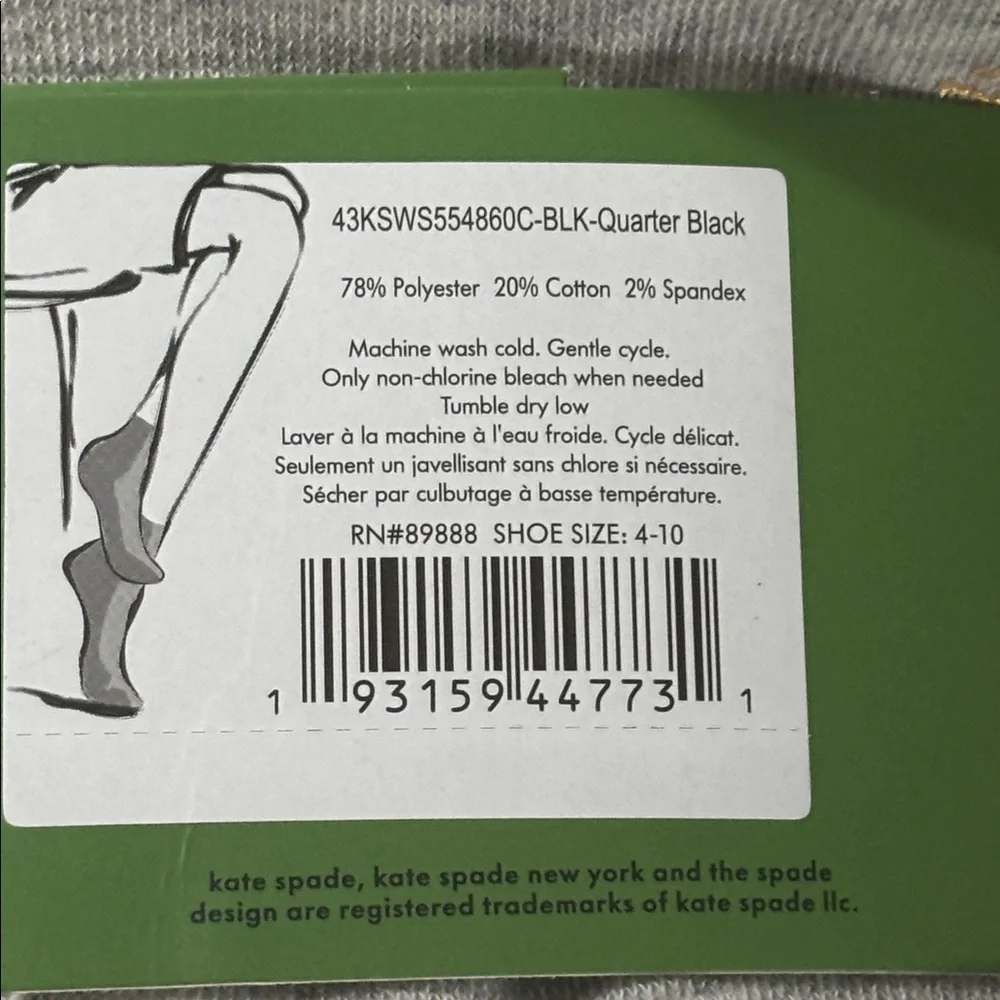 Kate Spade Black Quarter Socks (6pairs)