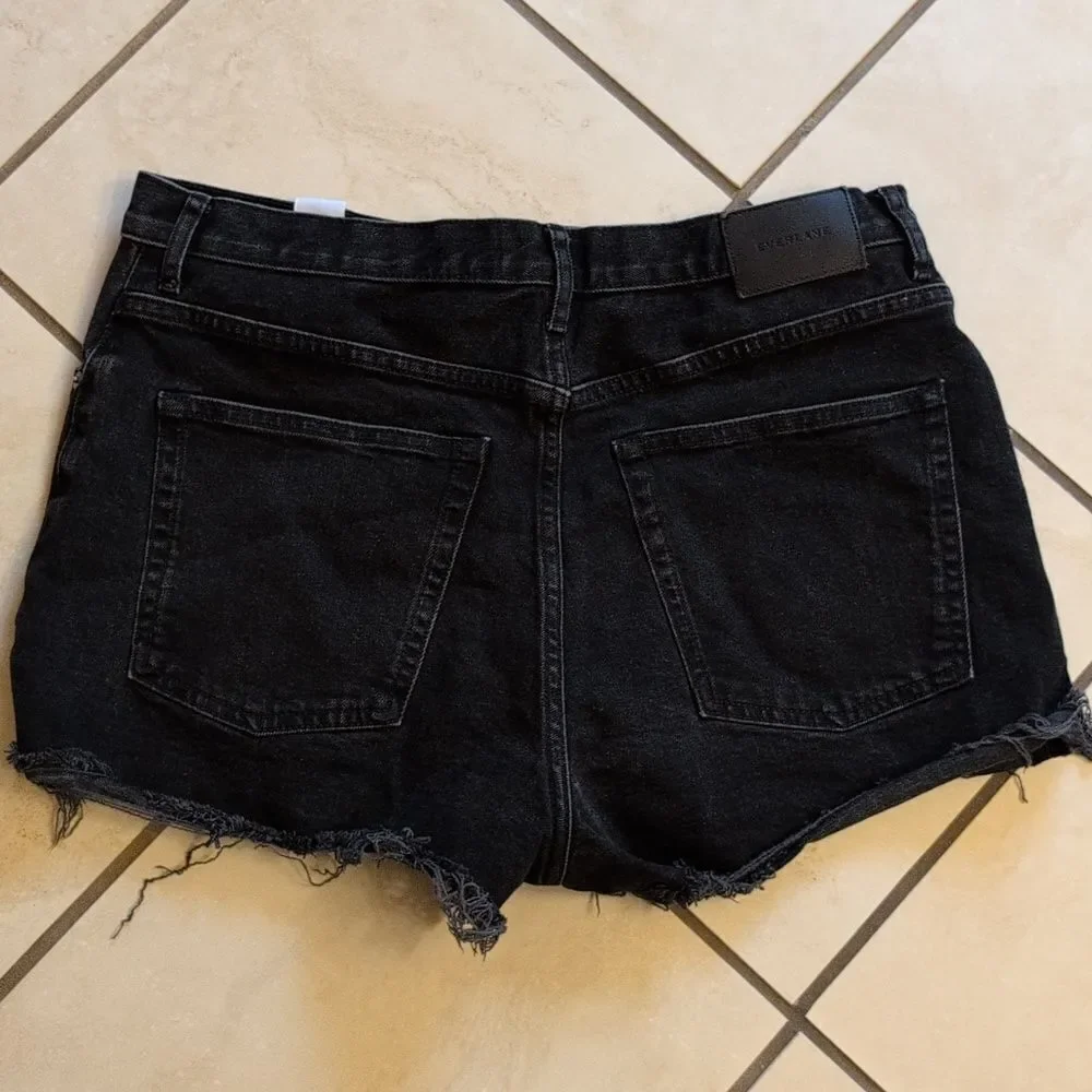 Everlane The Cheeky Short Black Rough Hem Distressed Shorty Shorts Size 31