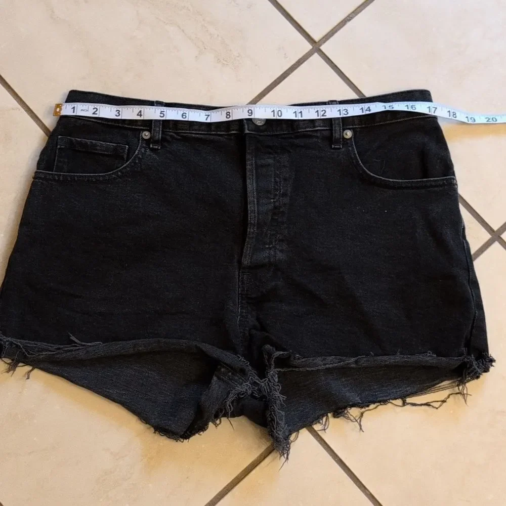 Everlane The Cheeky Short Black Rough Hem Distressed Shorty Shorts Size 31