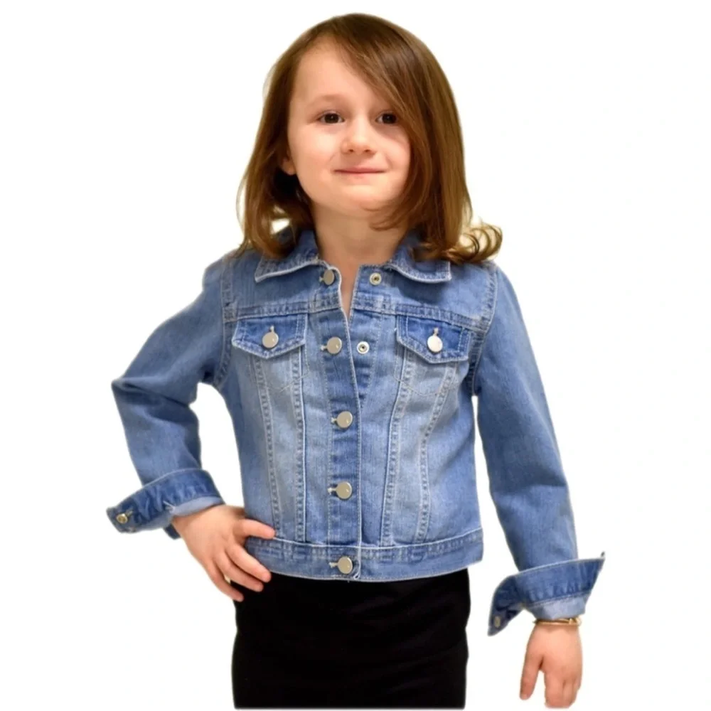 Kid's Denim Jacket W/ Sequin “LOVE” Patch