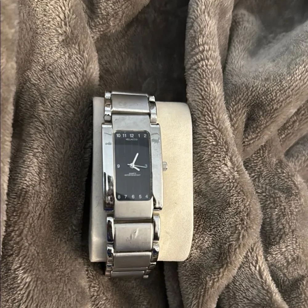 Vellaccio Silver Black Rectangular Watch