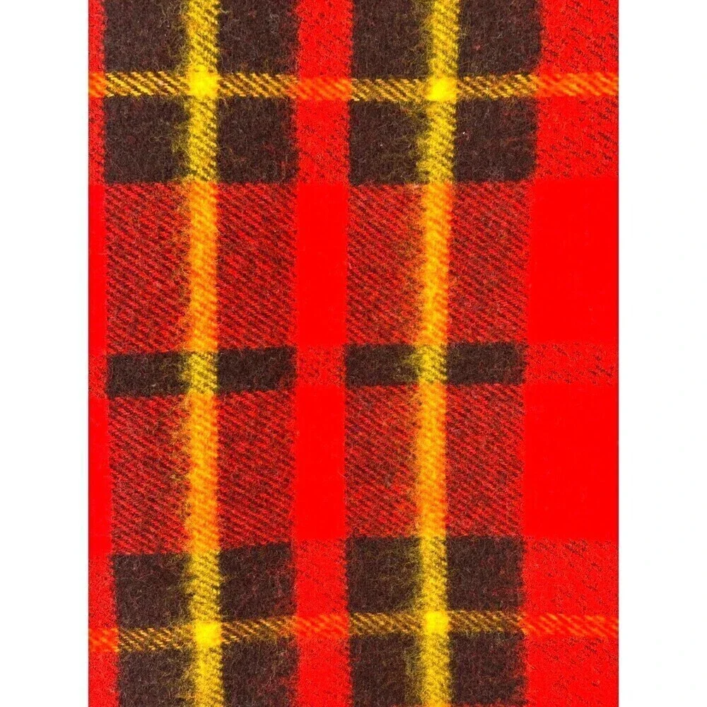 Faribo Red Tartan Plaid Stadium Blanket Faribault Woolen Mill USA 44x51
