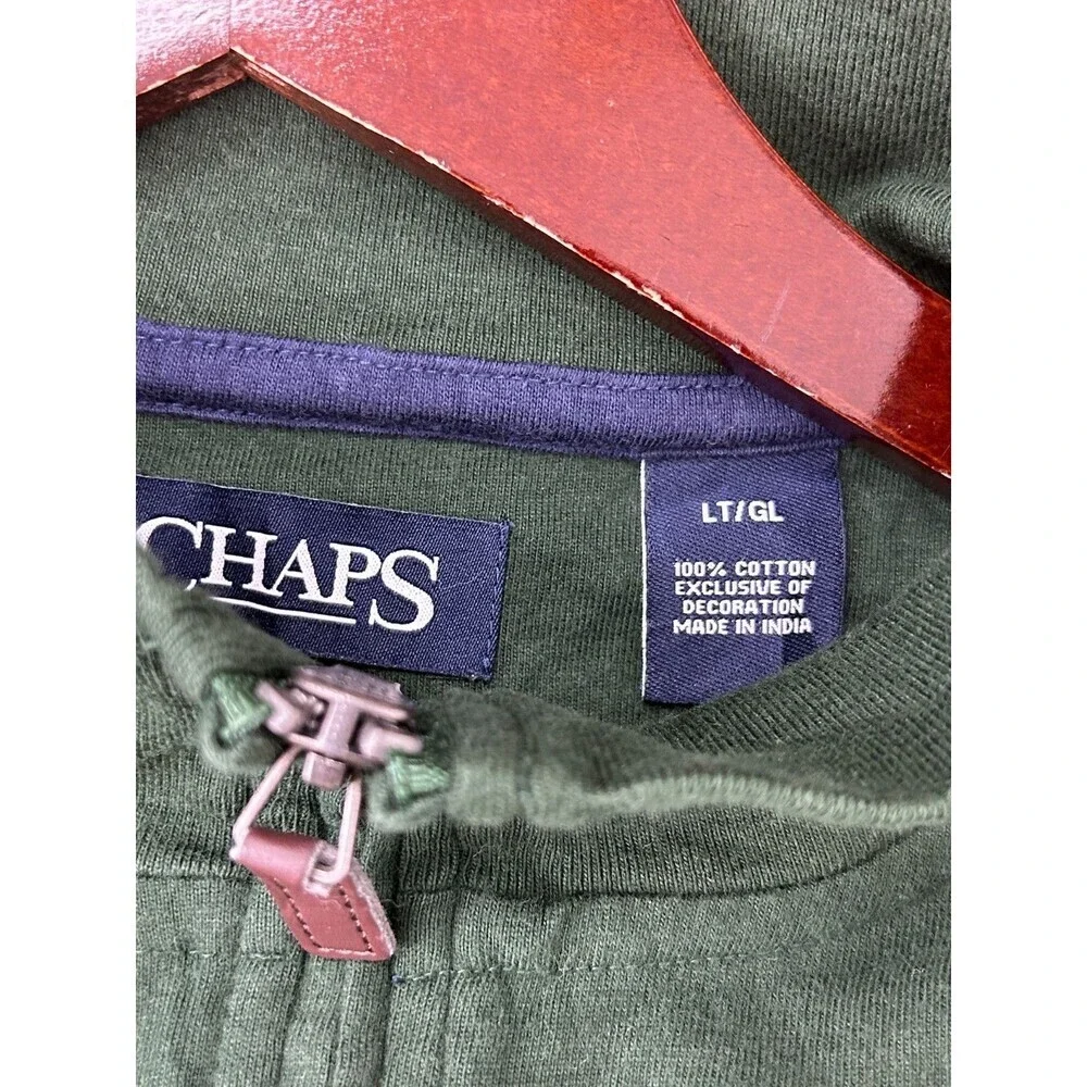 CHAPS Ralph Lauren Mens Lightweight Long Sleeve 1/4 Zip Pullover Green LT Tall