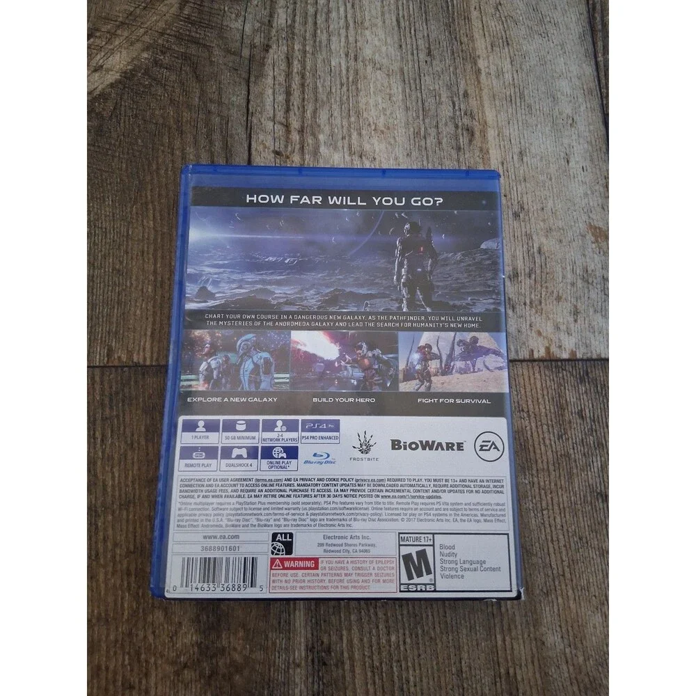 Mass Effect Andromeda Playstation 4 PS4 Game, 2017 Release Rated M