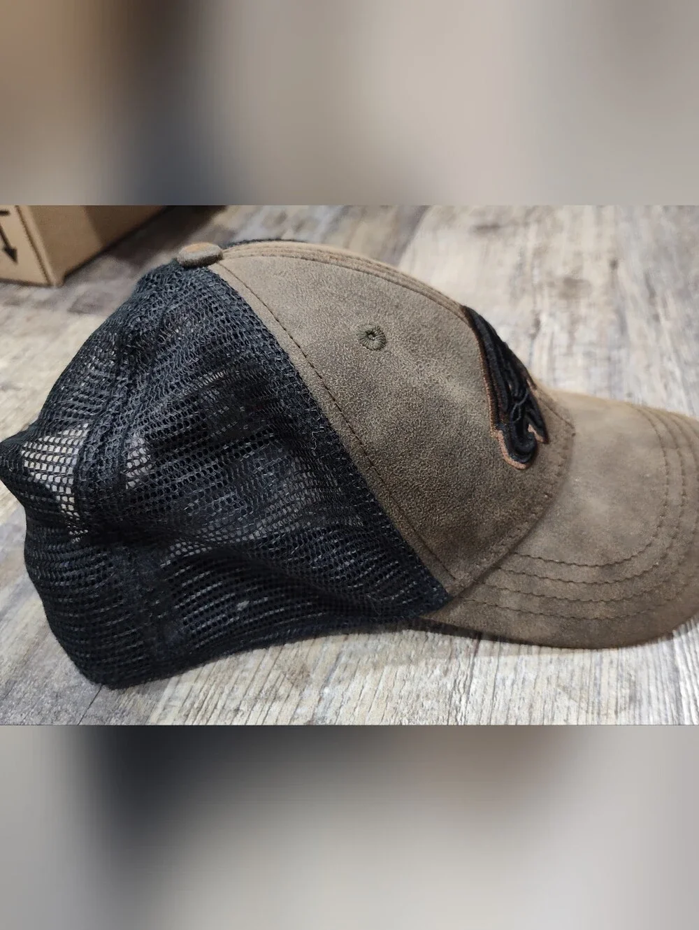 NFL Philadelphia Eagles Burnt Logo Suede Brown/Black Trucker Snapback Hat Cap OS