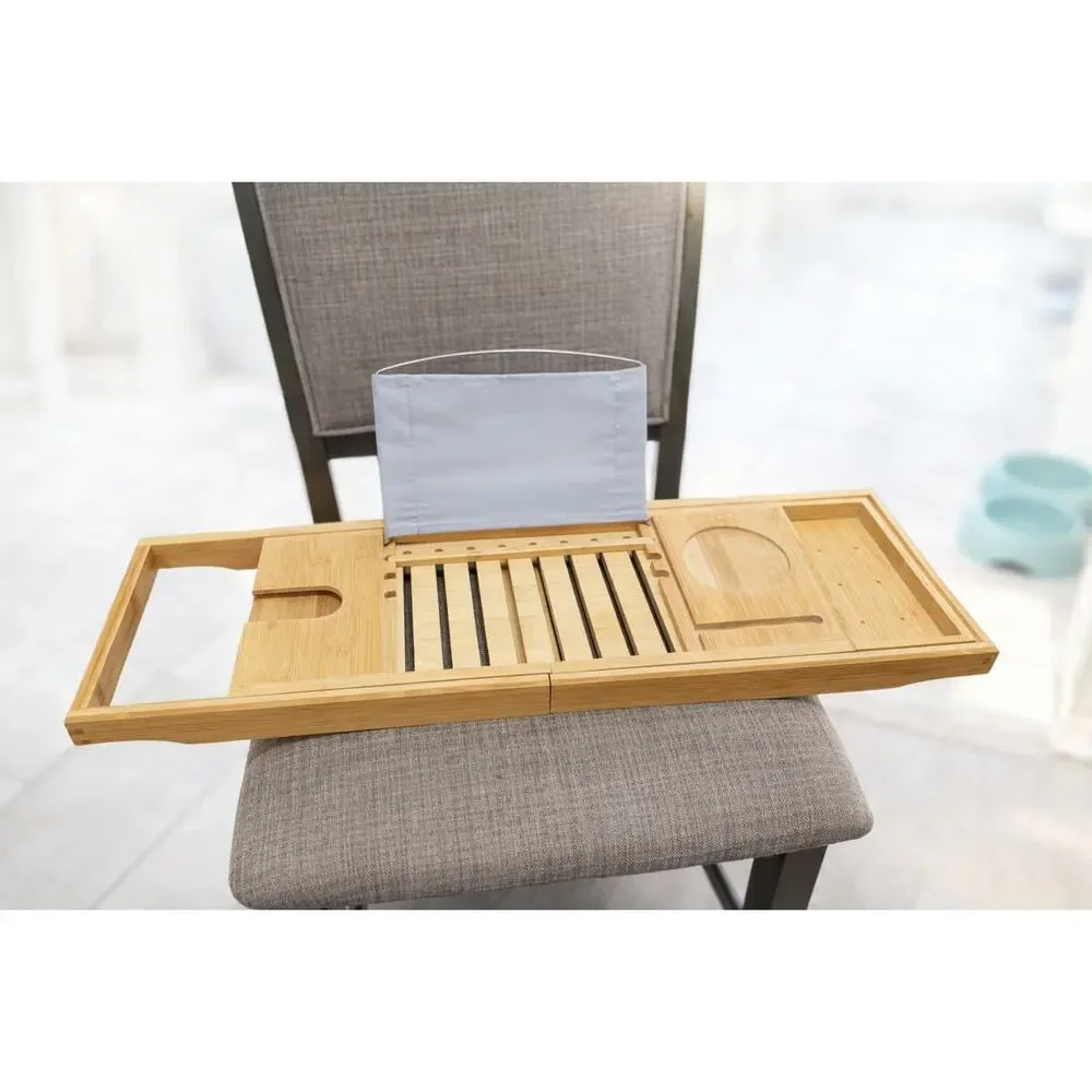 Brand New Bamboo Bathtub Tray • Expandable • Wine Holder • Book/Tablet Stand