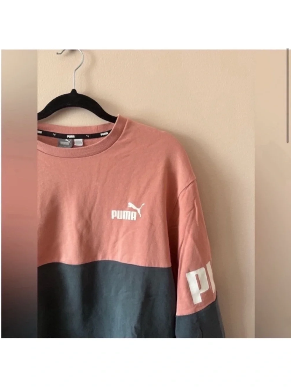 Puma Men’s Pink and Gray Colorblock Crewneck