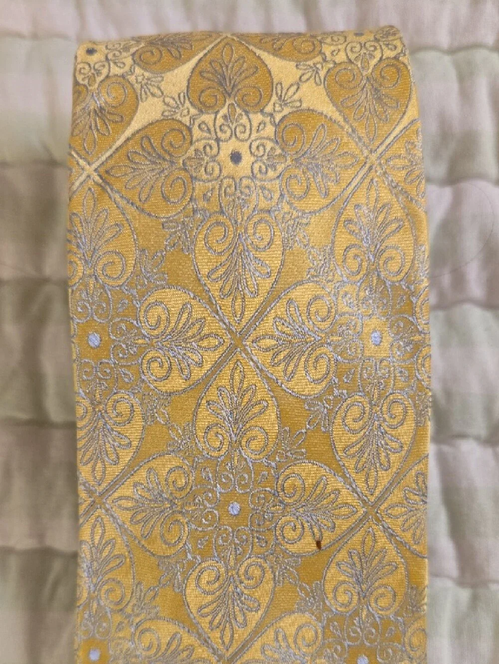 Stafford Yellow Paisley Silk Tie 62 Inches Long Handmade