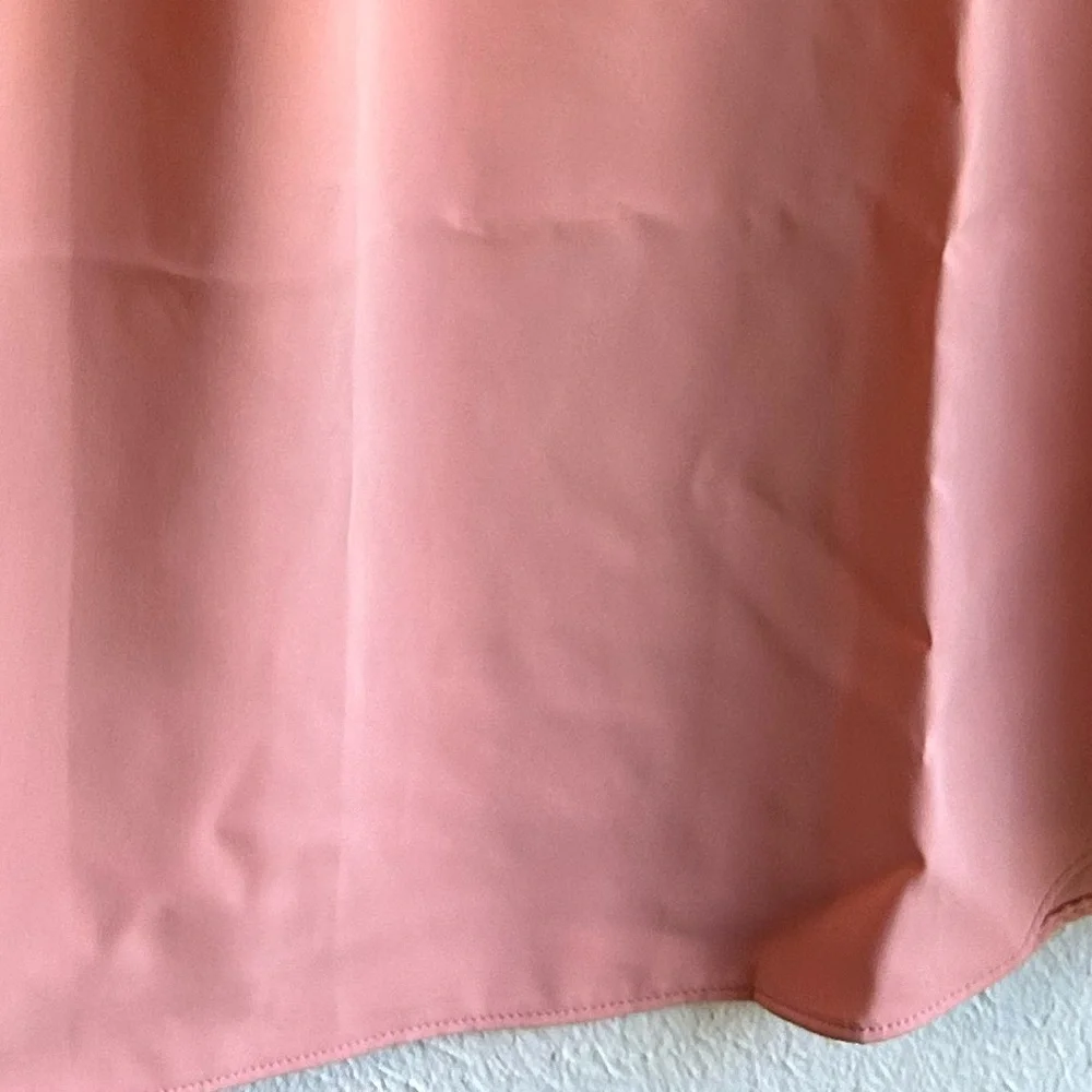 NWOT XL Peach‎ Pink Flutter Sleeve Lace Accent V Neck Blouse