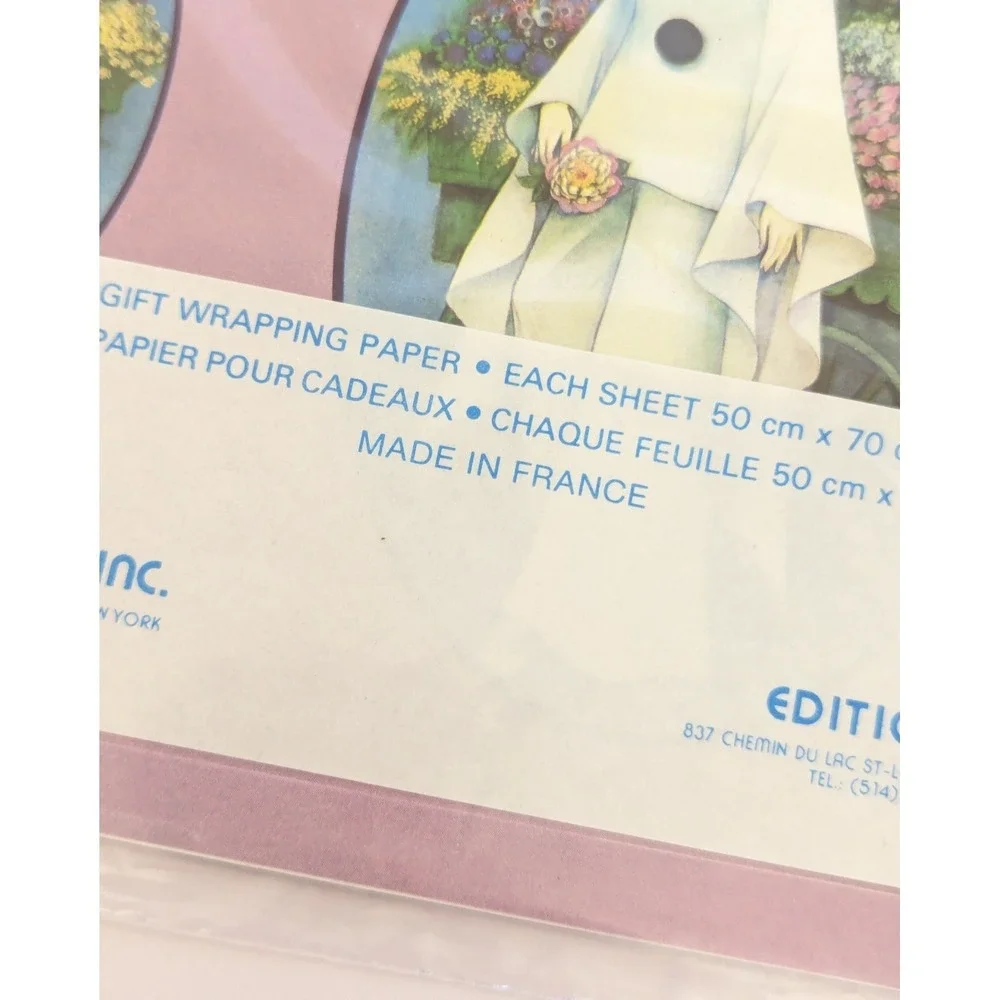 Vintage Mira Fujita Pierrot Mime Clown Gift Wrap Paper Sealed Michel Oks France