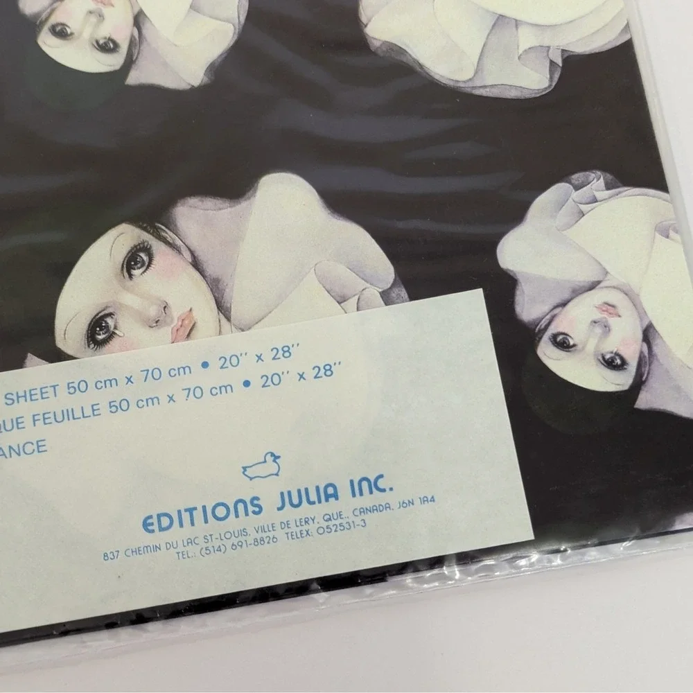 Vintage Mira Fujita Pierrot Mime Clown Gift Wrap Paper Sealed Michel Oks France