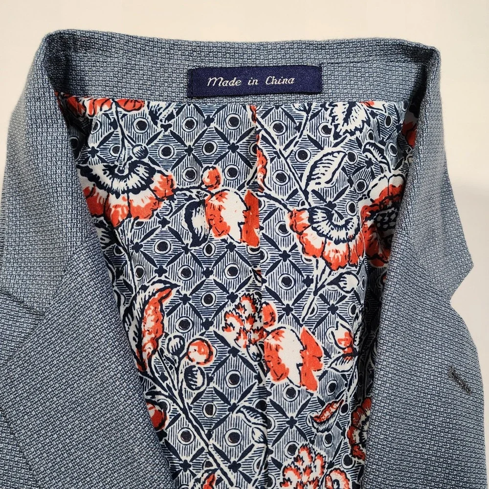 ALAN‎ FLUSSER blazer Blue With Floral Lining MENS (XL)