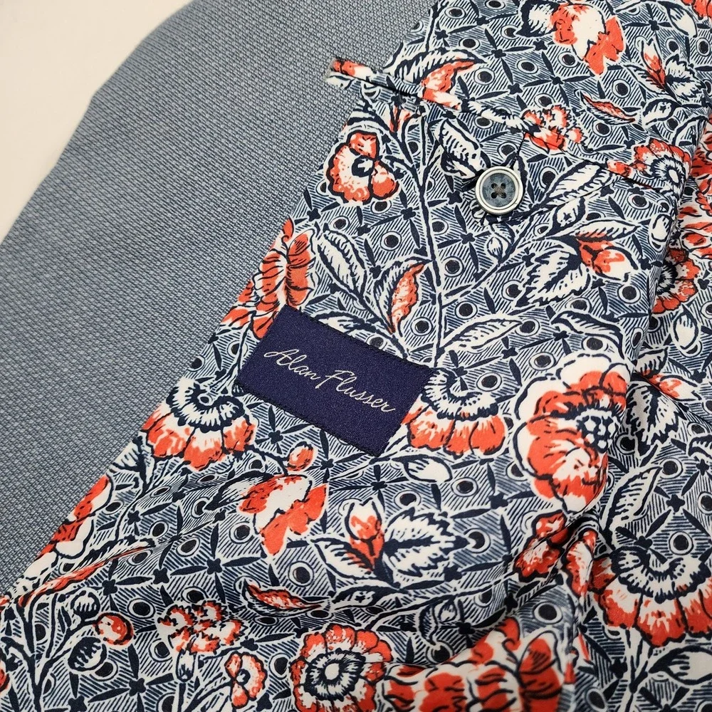ALAN‎ FLUSSER blazer Blue With Floral Lining MENS (XL)