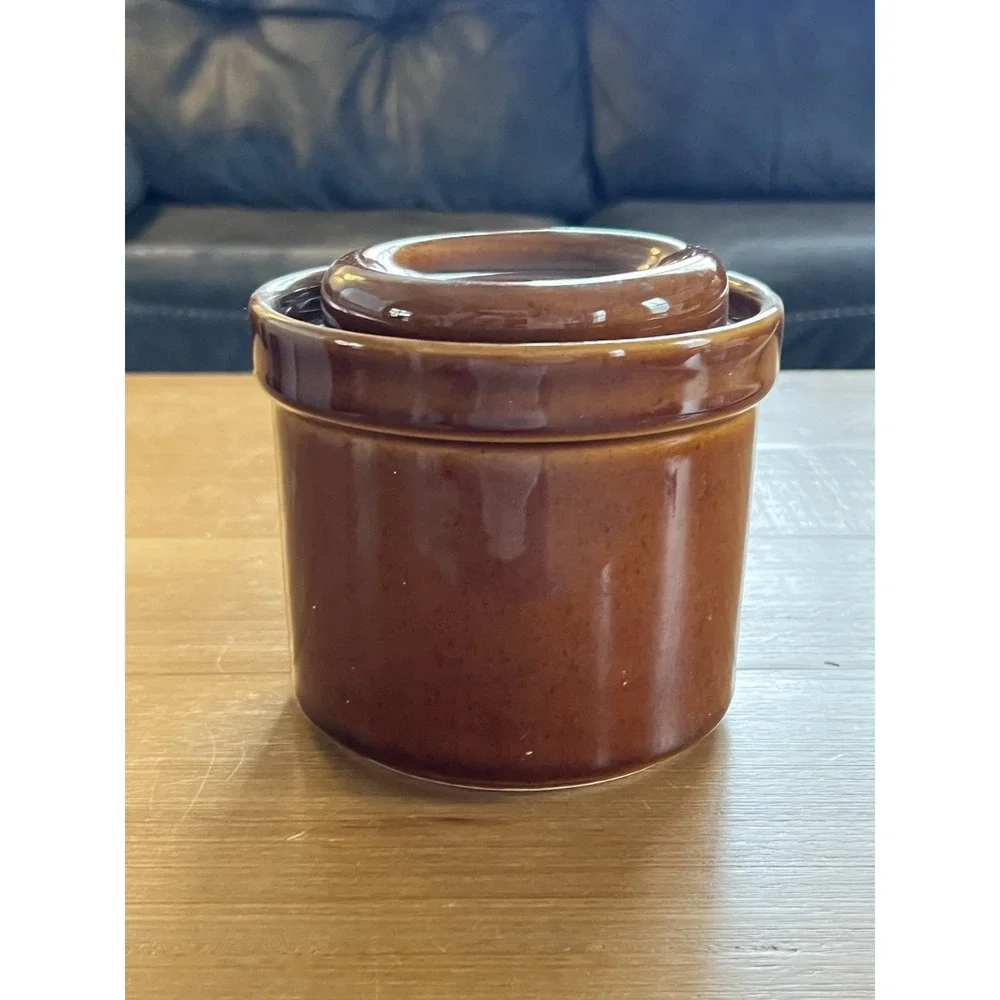 Vintage Pfaltzgraff Compatibles Brown Canister 1 Qt Lidded Stoneware Rustic Farm