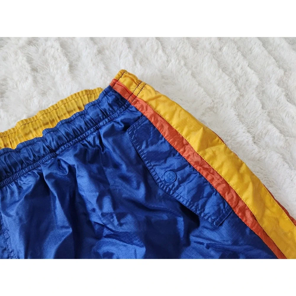 Tommy Hilfiger Swim Trunks Lined Vintage Blue Orange Yellow Mens Large Drawstrin