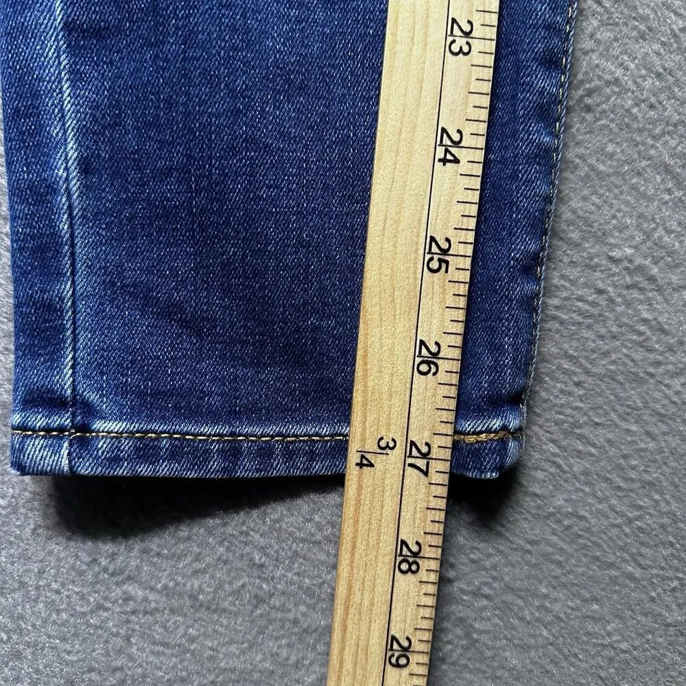 Old Navy Womens 4 Petite Pop Icon Skinny Jeans Blue Mid Rise Distressed Denim
