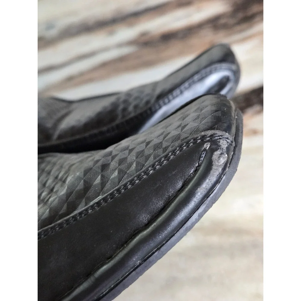 Amali Mens Black Textured Geometric Square Toe Slip‎ On Dress Loafers Shoes 7.5