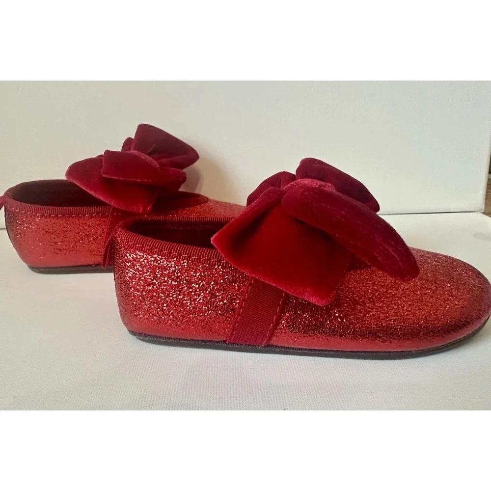 H&M Toddler Girls Red‎ Shimmery Flat Shoes With Bow Red Size US 7