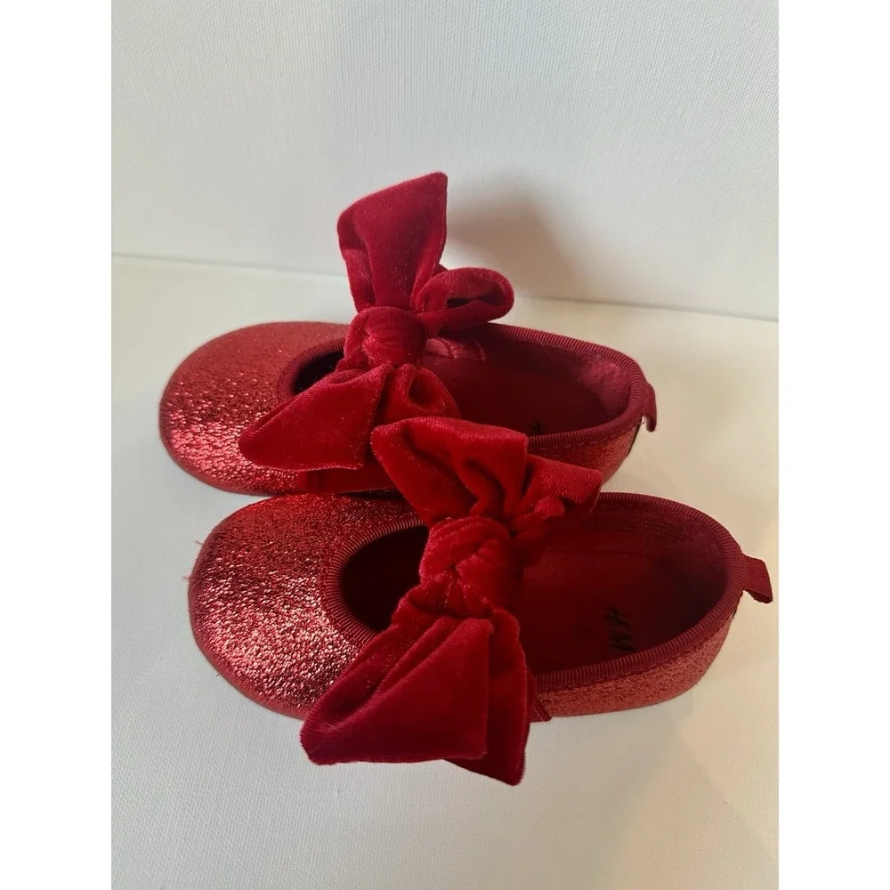 H&M Toddler Girls Red‎ Shimmery Flat Shoes With Bow Red Size US 7