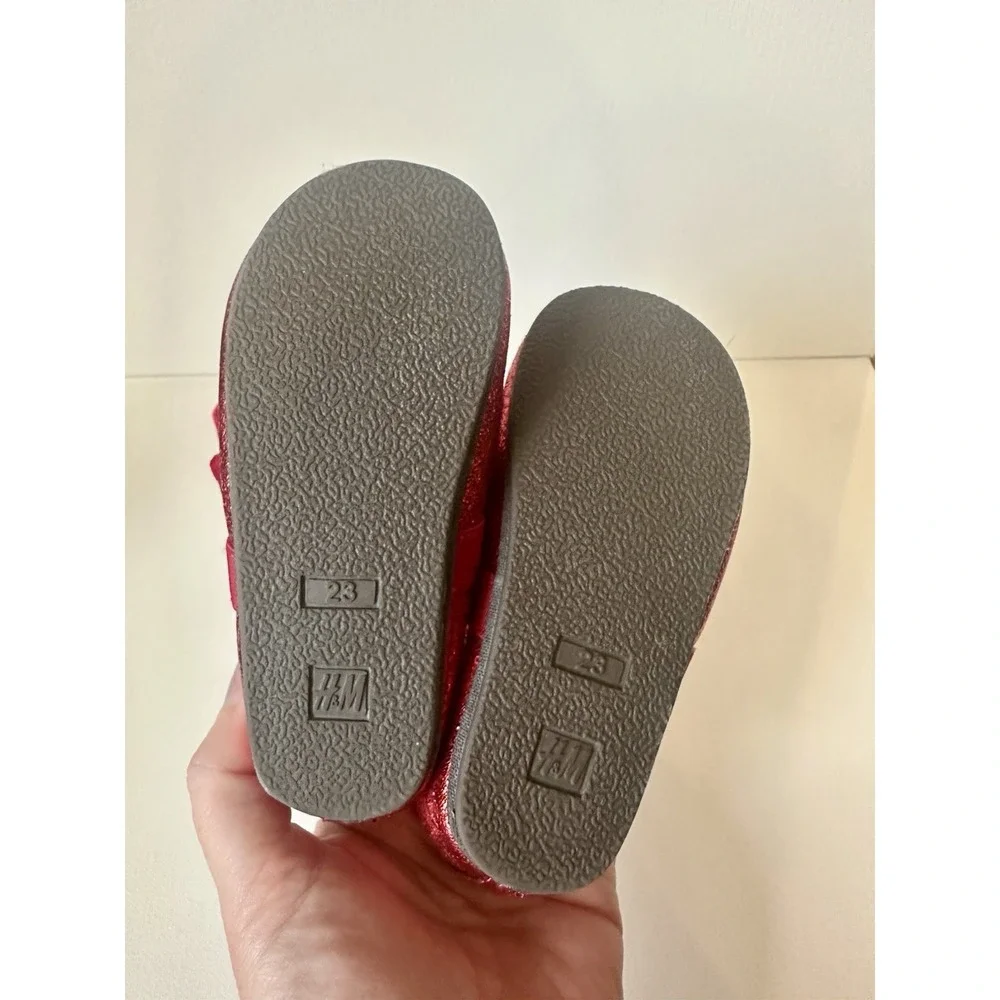 H&M Toddler Girls Red‎ Shimmery Flat Shoes With Bow Red Size US 7