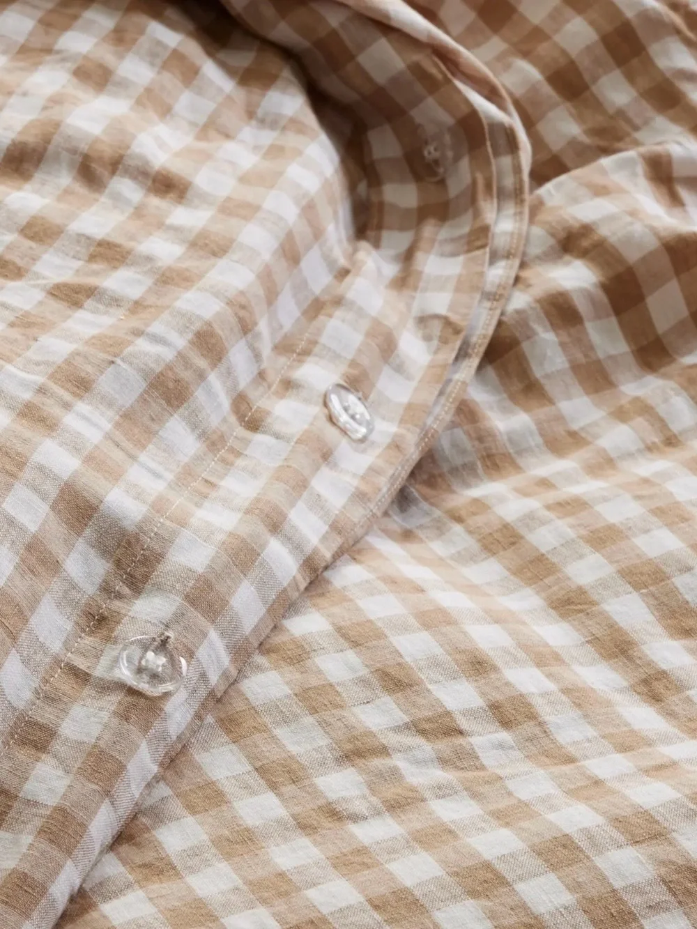 NEW European Linen Gingham Duvet Cover, King/Cal King