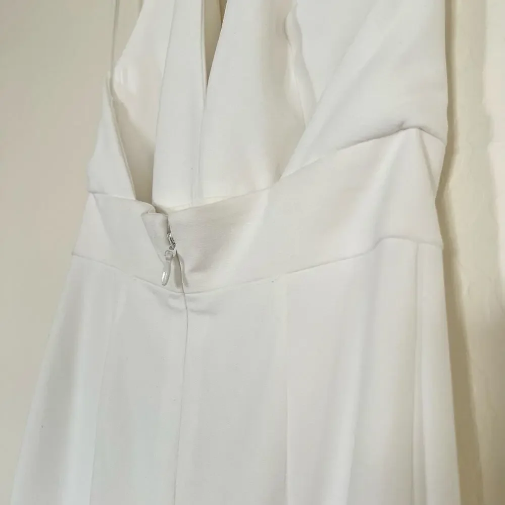 Dress the Population Camden Floor Length Formal Halter Neck Gown White Small