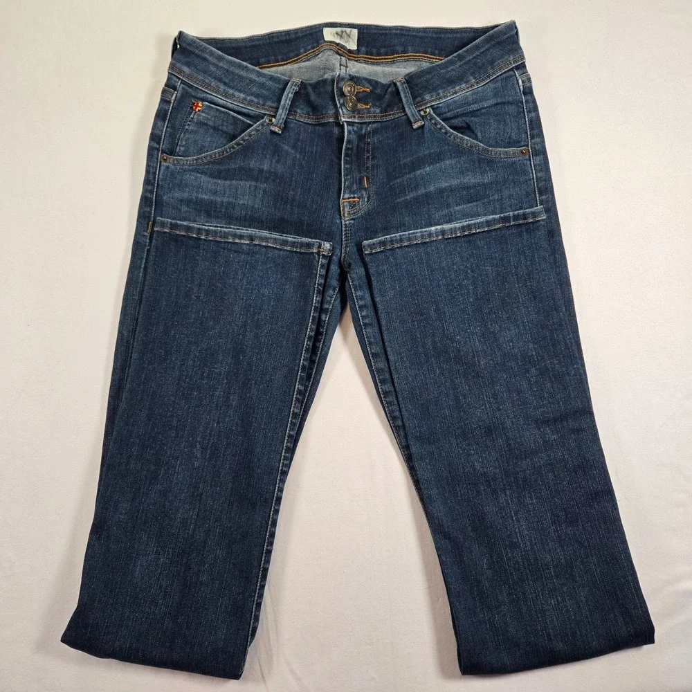 Hudson Y2K Bootcut Low Rise Jeans Medium Wash Denim Womens Siz 29 Button Pockets