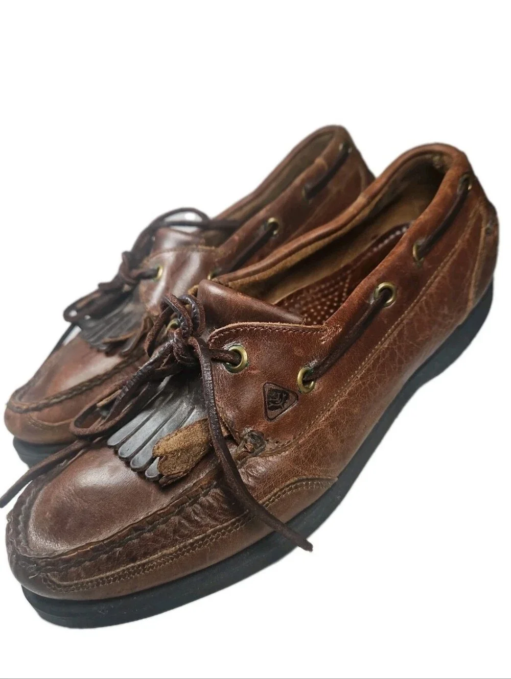 Sperry Top Sider Kiltie Tassel Unisex M7D/W8.5B Brn Leather Loafer 90s[7D