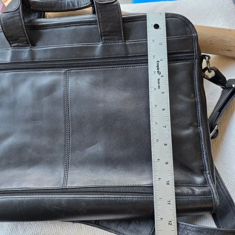 Tumi black leather briefcase