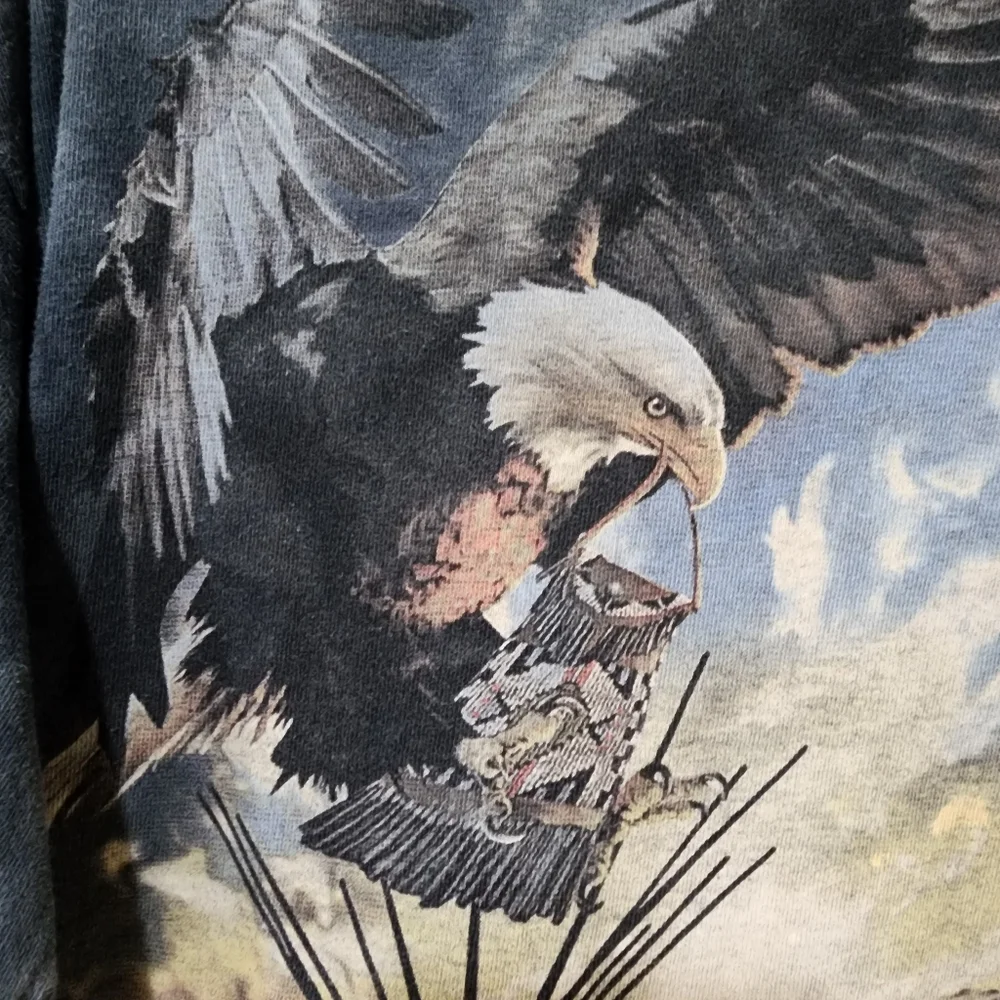 The Mountain Tee Shirt Warrior Eagle Wolf Short Sleeve Tie Dye size Large