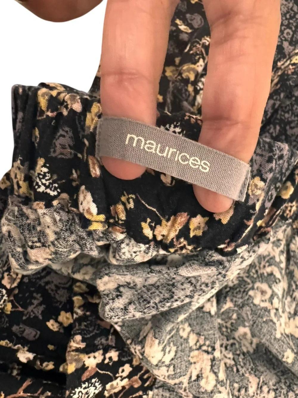 Maurice’s Tiered Floral Mini Skirt in Black and Tan